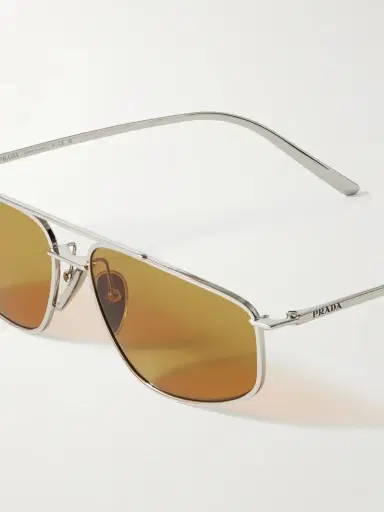 PRADA EYEWEAR Aviator-style Silver-tone Sunglasses | Thumbnail 4