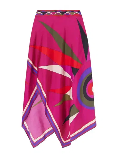 PUCCI Asymmetric Printed Silk-twill Maxi Skirt | Thumbnail 1 PUCCI Asymmetric Printed Silk-twill Maxi Skirt | Thumbnail 1