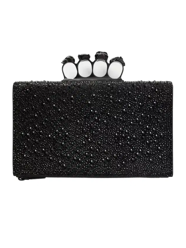 Knuckle Embellished Leather Pouch