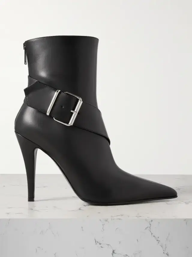Buckled Leather Ankle Boots