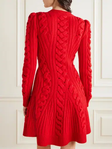 McQueen Ribbed And Cable-knit Wool And Cashmere-blend ini Dress | Thumbnail 3