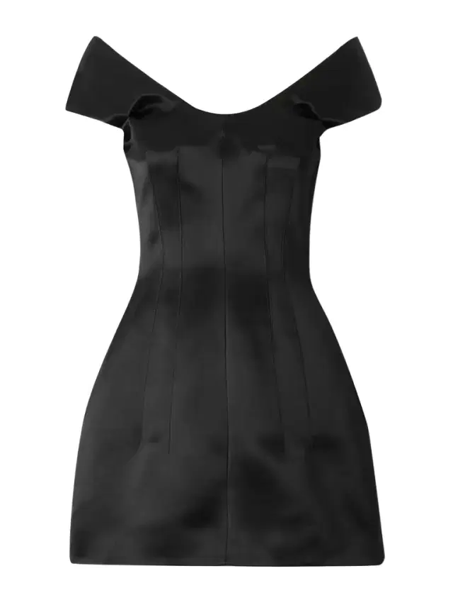 Off-the-shoulder Satin Mini Dress
