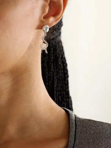 AGMES Teneille Recycled Sterling Silver Pearl Earrings | Thumbnail 2 AGMES Teneille Recycled Sterling Silver Pearl Earrings | Thumbnail 2