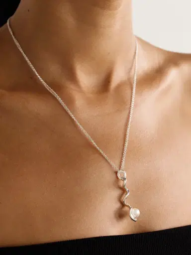 AGMES Teneille Recycled Sterling Silver Pearl Necklace | Thumbnail 2