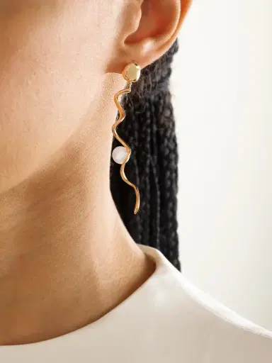AGMES Teneille Recycled Gold Vermeil Pearl Earrings | Thumbnail 2