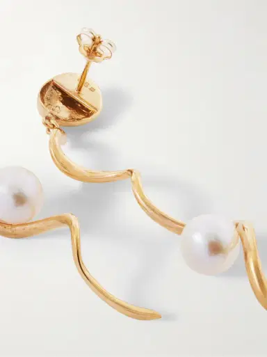 AGMES Teneille Recycled Gold Vermeil Pearl Earrings | Thumbnail 3