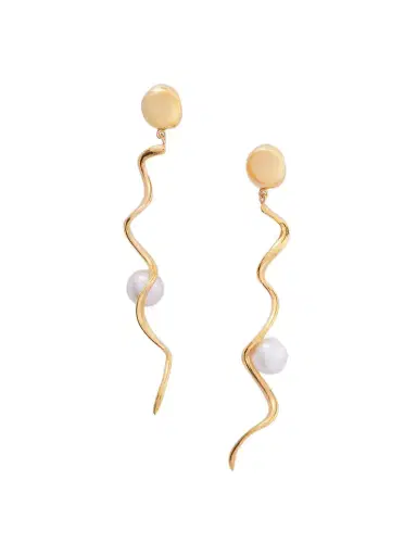 AGMES Teneille Recycled Gold Vermeil Pearl Earrings | Thumbnail 1