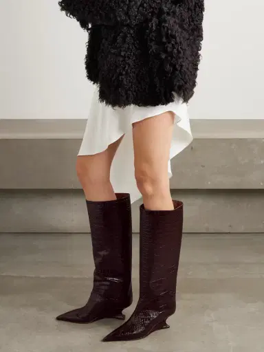 Paris Texas Nina 50 Croc-effect Leather Knee Boots | Thumbnail 2 Paris Texas Nina 50 Croc-effect Leather Knee Boots | Thumbnail 2