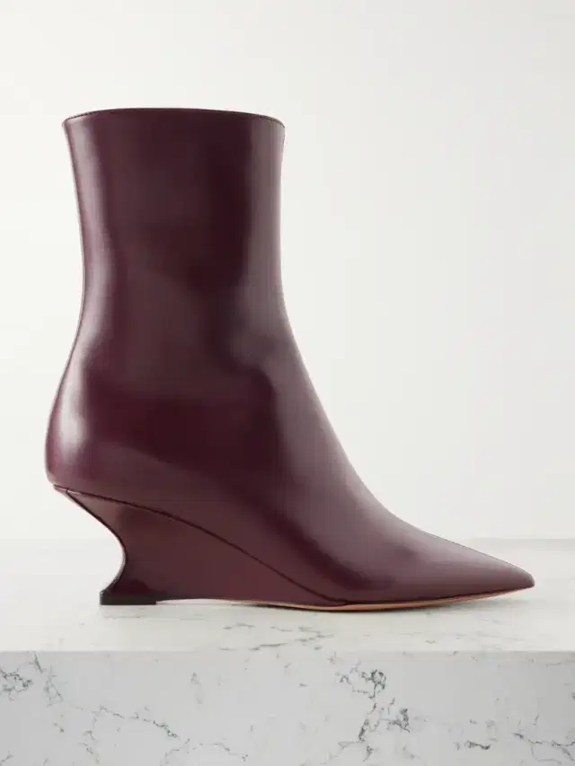 Nina 50 Leather Wedge Ankle Boots