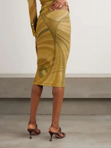 PUCCI Printed Metallic Jersey Midi Skirt | Thumbnail 3
