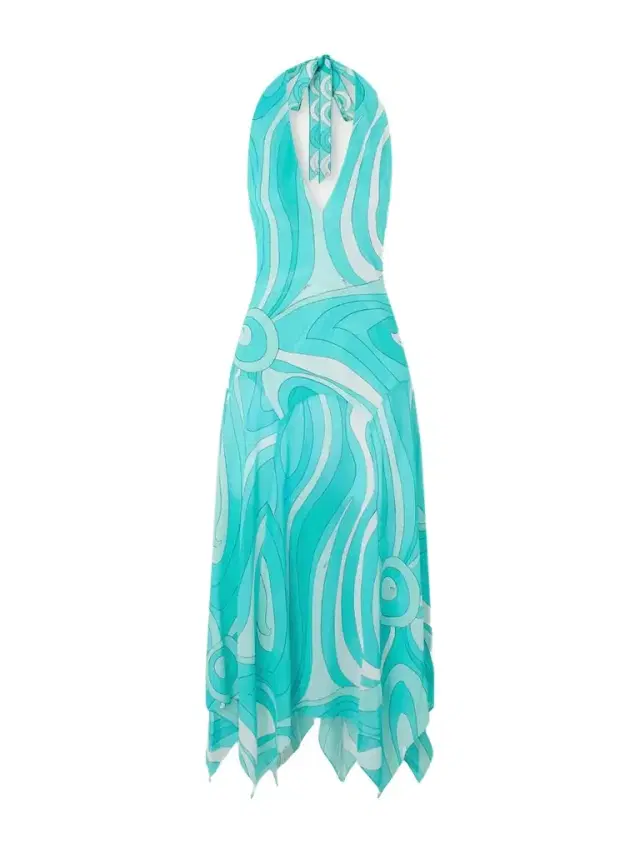 Printed Silk Twill-trimmed Crepe-jersey Halterneck Midi Dress Printed Silk Twill-trimmed Crepe-jersey Halterneck Midi Dress