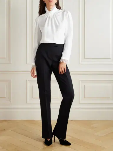 Alexander McQueen Ruffled Lace-trimmed Silk Crepe De Chine Blouse | Thumbnail 2