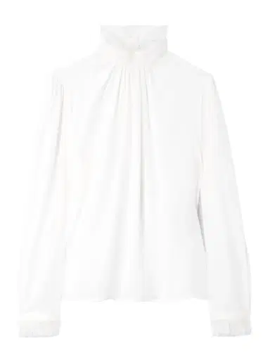 Alexander McQueen Ruffled Lace-trimmed Silk Crepe De Chine Blouse | Thumbnail 1