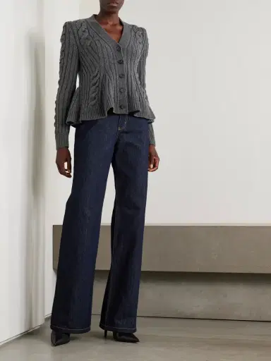 Alexander McQueen Cable-knit Wool And Cashmere-blend Cardigan | Thumbnail 2 Alexander McQueen Cable-knit Wool And Cashmere-blend Cardigan | Thumbnail 2