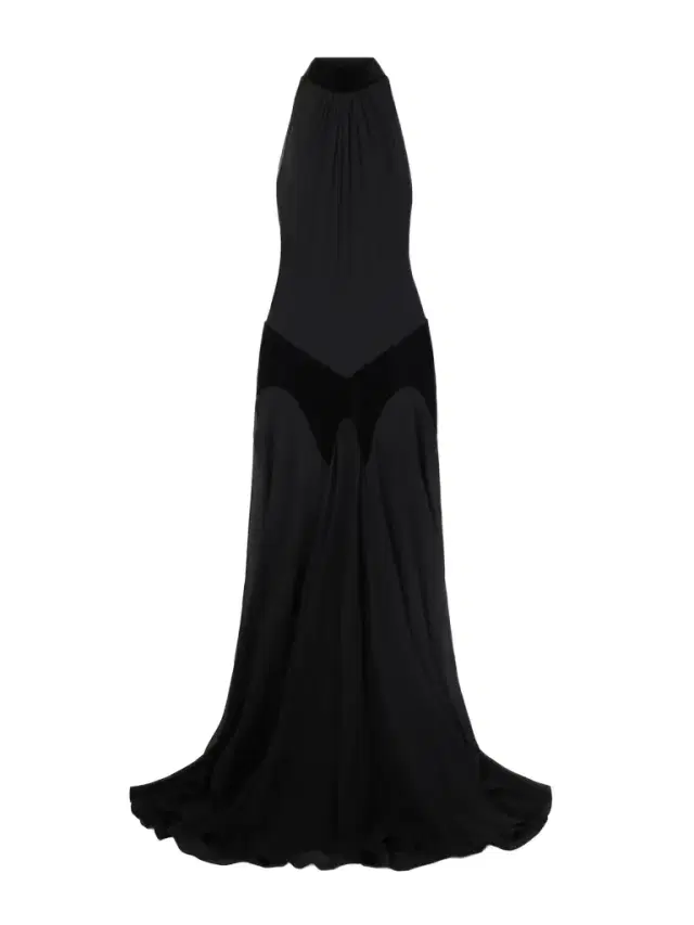 Cotton Velvet-trimmed Gathered Silk-georgette Turtleneck Gown