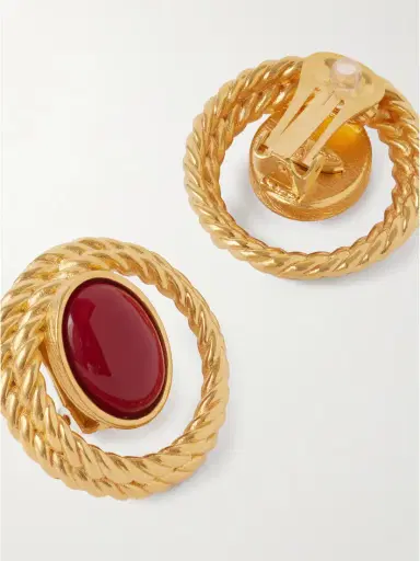 Sonia Petroff Nest Gold-plated Enamel Clip Earrings | Thumbnail 3