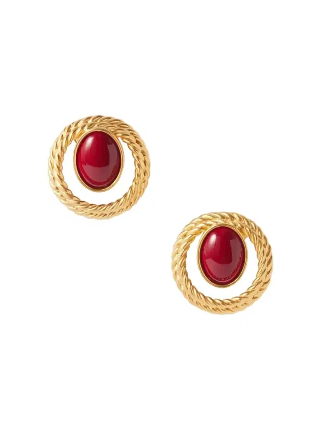 Nest Gold-plated Enamel Clip Earrings