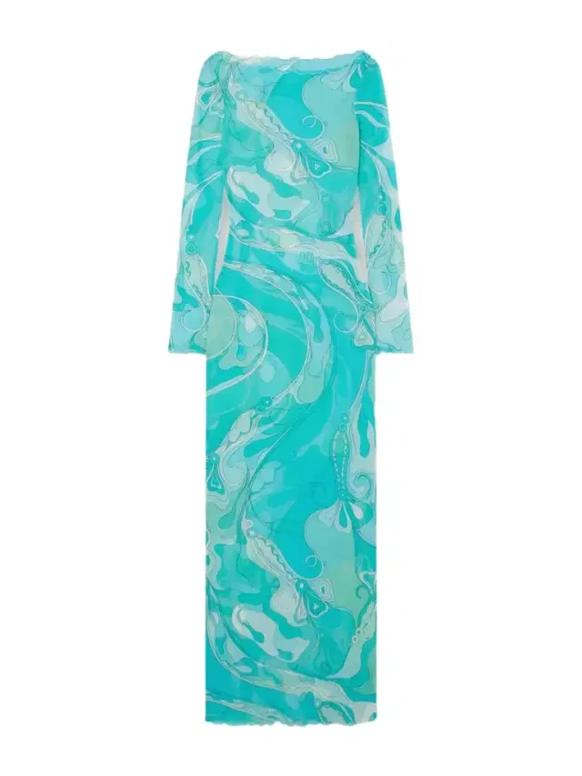 PUCCI Ruffled Printed Tulle Maxi Dress