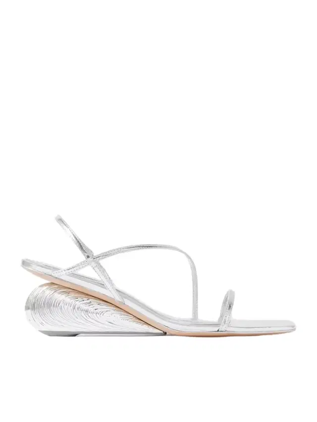 Bridget Metallic Leather Wedge Sandals