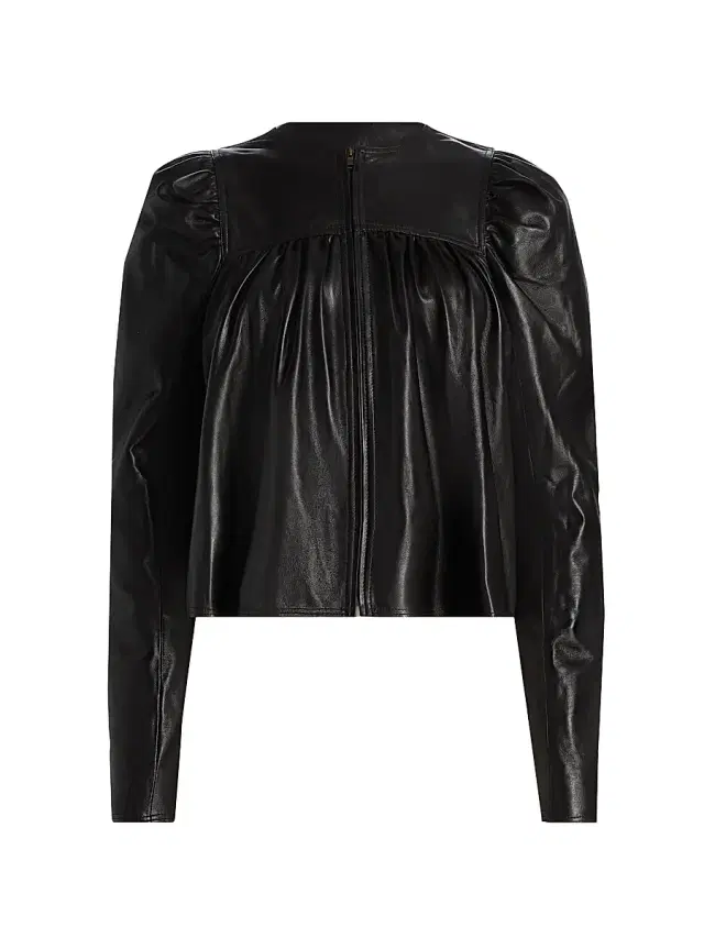 Women's Anouk Ruched Leather Jacket - Noir