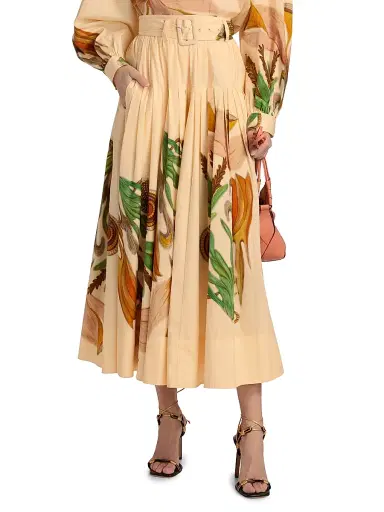 Ulla Johnson Women's Anna Zemankova Filigree Belted Midi-Skirt | Thumbnail 3 Ulla Johnson Women's Anna Zemankova Filigree Belted Midi-Skirt | Thumbnail 3