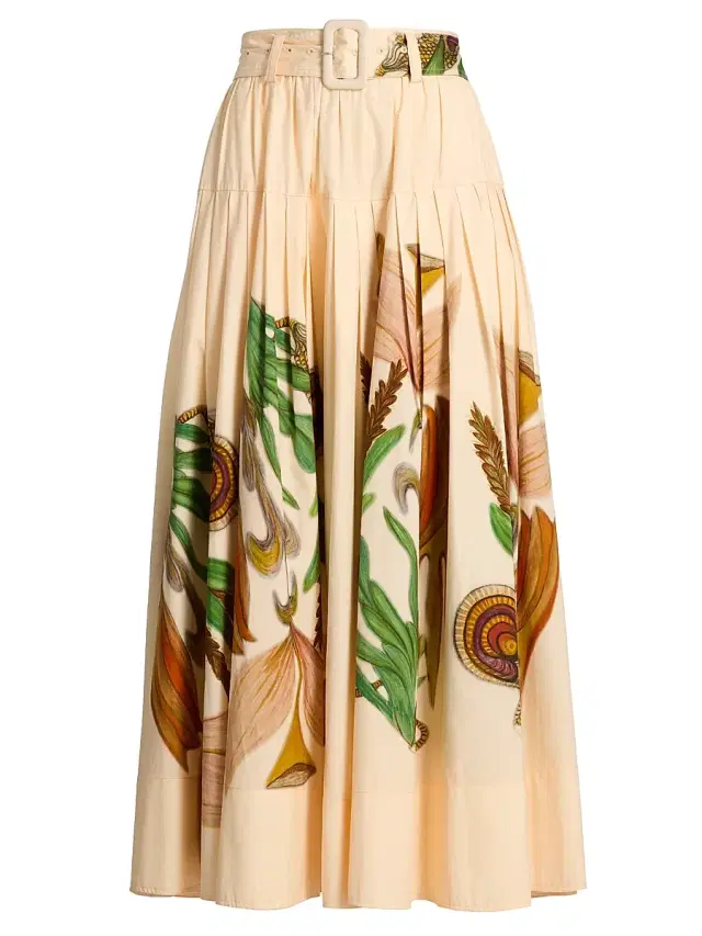 Ulla Johnson Women's Anna Zemankova Filigree Belted Midi-Skirt - Inner Nature