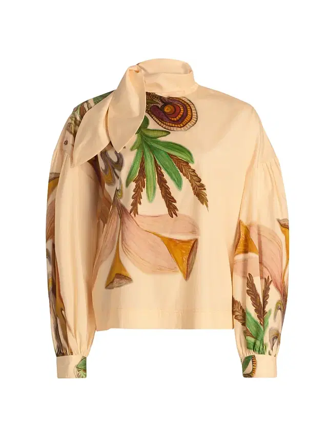 Women's Anna Zemankova Printed Cotton Blouse - Inner Nature