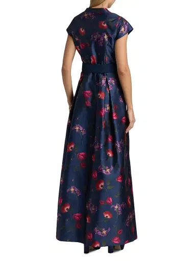 SACHIN & BABI Women's Marta Floral Mikado Belted Gown | Thumbnail 5