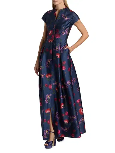 SACHIN & BABI Women's Marta Floral Mikado Belted Gown | Thumbnail 6