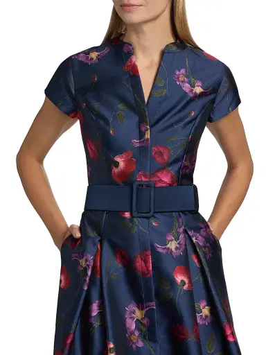SACHIN & BABI Women's Marta Floral Mikado Belted Gown | Thumbnail 7