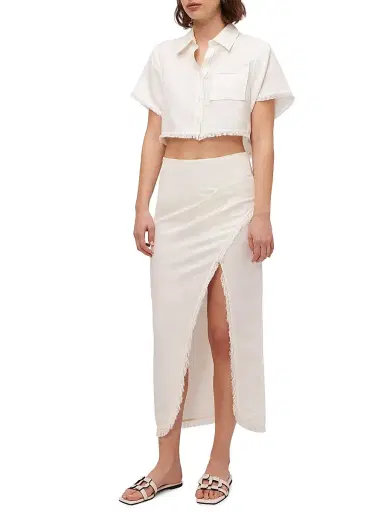 Simkhai Women's Solange Button-Front Cropped Shirt | Thumbnail 2 Simkhai Women's Solange Button-Front Cropped Shirt | Thumbnail 2