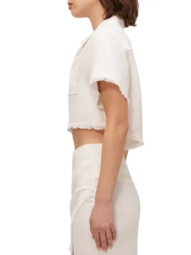 Simkhai Women's Solange Button-Front Cropped Shirt | Thumbnail 3 Simkhai Women's Solange Button-Front Cropped Shirt | Thumbnail 3