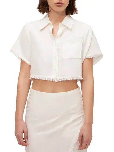 Simkhai Women's Solange Button-Front Cropped Shirt | Thumbnail 1 Simkhai Women's Solange Button-Front Cropped Shirt | Thumbnail 1