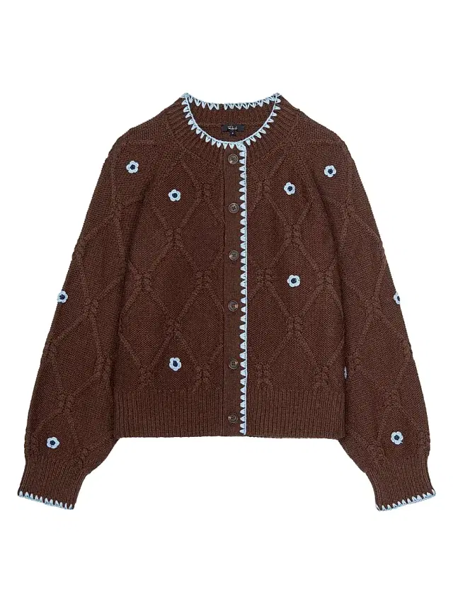 Rails Women's Laurie Floral Cable-Knit Cardigan - Walnut Daisy