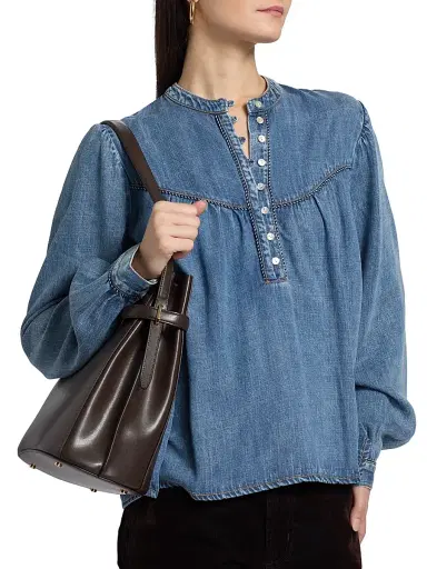 Rails Women's Sunna Puff Sleeve Denim Top - Blue Stone | Thumbnail 6 Rails Women's Sunna Puff Sleeve Denim Top - Blue Stone | Thumbnail 6