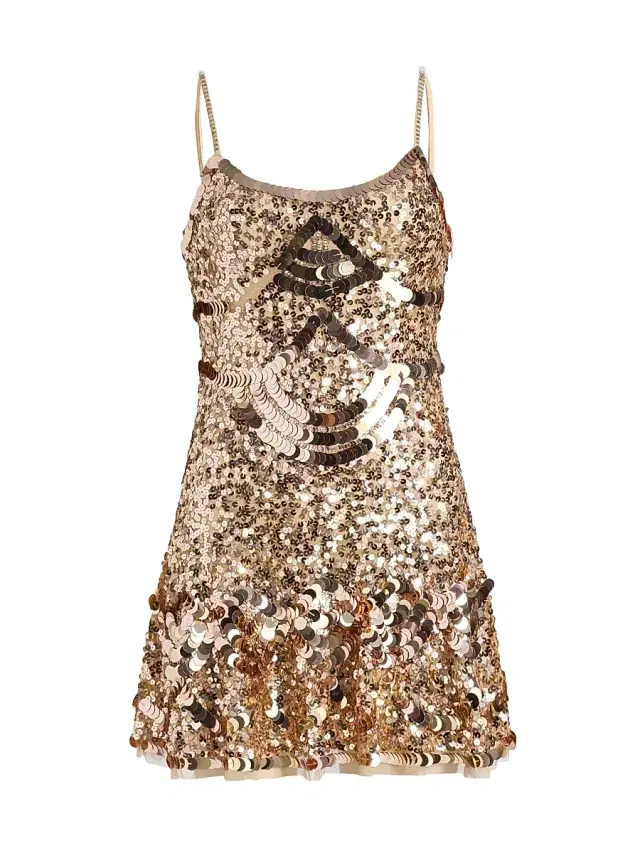 Women's Liria Sequined Sleeveless Minidress - Honey Shimmer