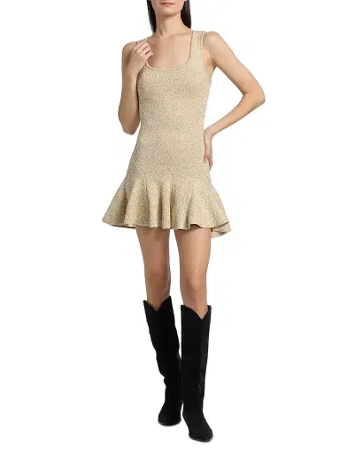 LoveShackFancy Women's Sarajane Sequin-Embellished Sheath Minidress - Honey Gold | Thumbnail 2