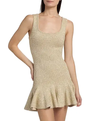LoveShackFancy Women's Sarajane Sequin-Embellished Sheath Minidress - Honey Gold | Thumbnail 3