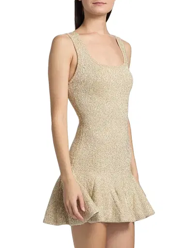 LoveShackFancy Women's Sarajane Sequin-Embellished Sheath Minidress - Honey Gold | Thumbnail 4