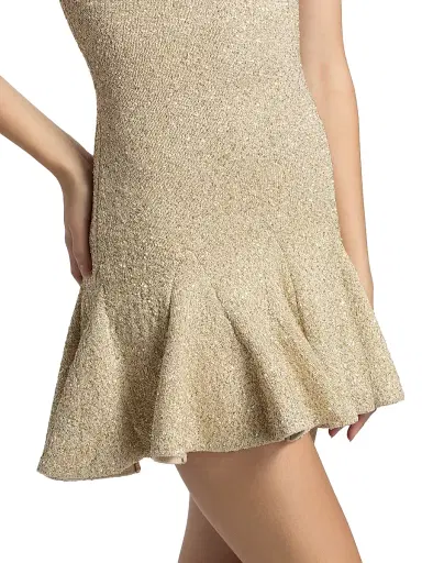 LoveShackFancy Women's Sarajane Sequin-Embellished Sheath Minidress - Honey Gold | Thumbnail 6