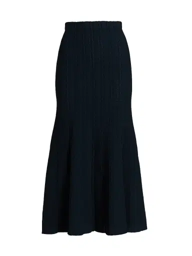 Adam Lippes Women's Lyra Rib-Knit Jacquard Maxi Skirt - Navy | Thumbnail 1 Adam Lippes Women's Lyra Rib-Knit Jacquard Maxi Skirt - Navy | Thumbnail 1