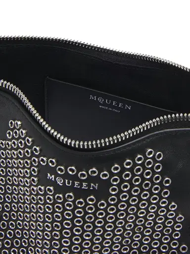 Alexander McQueen Women's Manta Metallic Eyelet Leather Shoulder Bag - Black Silver | Thumbnail 5 Alexander McQueen Women's Manta Metallic Eyelet Leather Shoulder Bag - Black Silver | Thumbnail 5