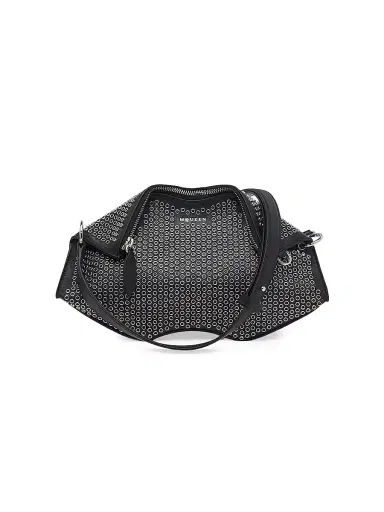 Alexander McQueen Women's Manta Metallic Eyelet Leather Shoulder Bag - Black Silver | Thumbnail 1 Alexander McQueen Women's Manta Metallic Eyelet Leather Shoulder Bag - Black Silver | Thumbnail 1
