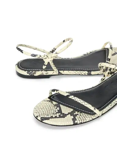 Staud Women's Laurel Snakeskin-Embossed Leather Sandals - White Snake - Size 11 | Thumbnail 5
