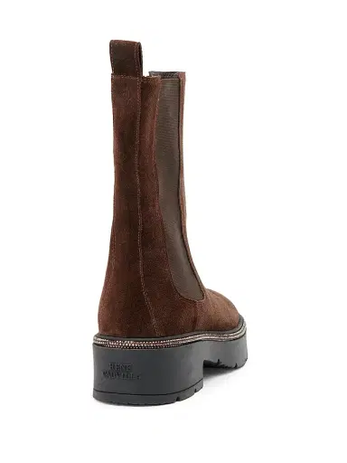 René Caovilla Women's Suede Chelsea Boots - Dark Brown Calf Suede Silver - Size 10.5 | Thumbnail 3