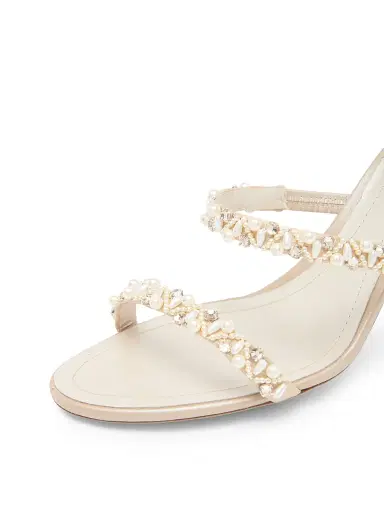 René Caovilla Women's 80MM Embellished Satin Sandals - Beige Satin Pearls | Thumbnail 4 René Caovilla Women's 80MM Embellished Satin Sandals - Beige Satin Pearls | Thumbnail 4