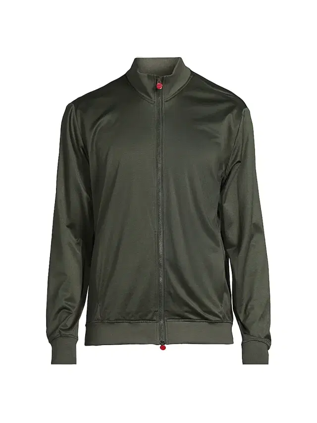 Kiton Men's Cotton Jersey Swim Jacket - Olive