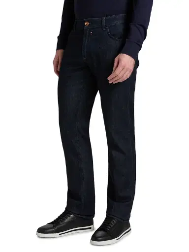 Stefano Ricci Men's Sport Stretch Denim Slim-Straight Jeans - Dark Blue Light Wash - Size 38 | Thumbnail 4 Stefano Ricci Men's Sport Stretch Denim Slim-Straight Jeans - Dark Blue Light Wash - Size 38 | Thumbnail 4