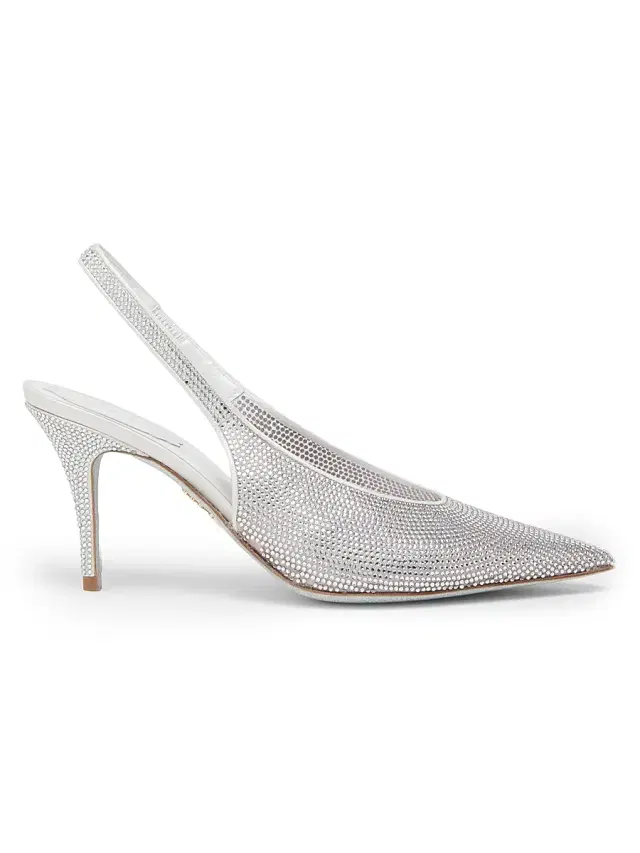 Rene Caovilla Women's 80MM Embellished Slingback Pumps -  Net Tulle Crystal Strass