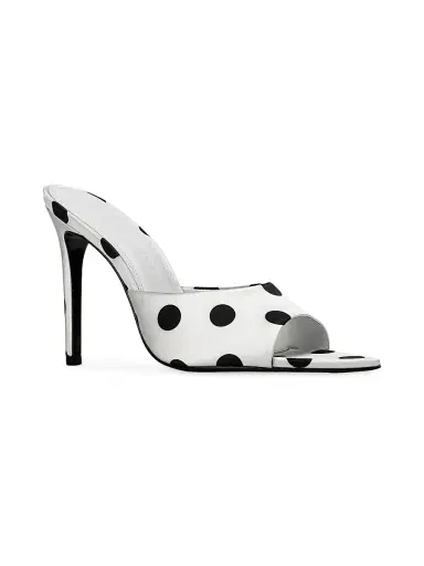 Black Suede Studio Women's Bella 100MM Polka Dot Mule Heels | Thumbnail 2 Black Suede Studio Women's Bella 100MM Polka Dot Mule Heels | Thumbnail 2